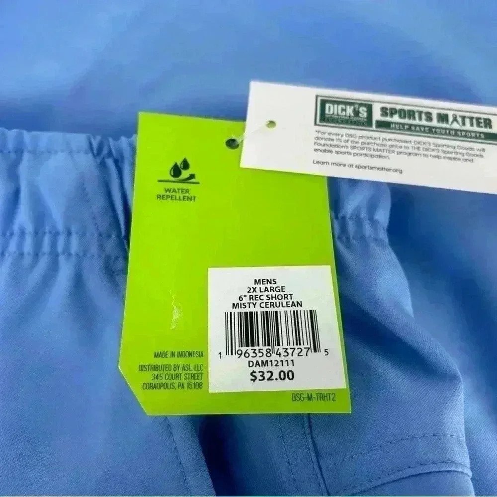 DSG SHORTS MENS XXL 6” REC MISTY CERULEAN ATHLETIC ATHLETE ATHLEISURE OUTDOOR - Picture 2 of 16
